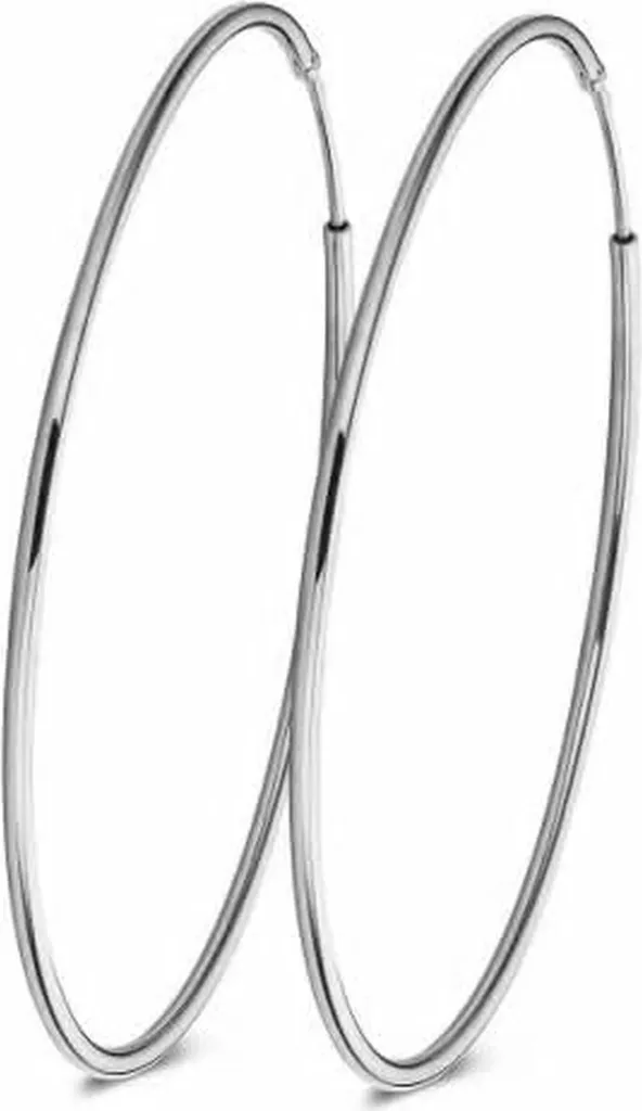 Orecchini A Cerchio In Argento 925 Per Donna, Diametro 40 Mm, Ipoallergenici, Semplici E Leggeri