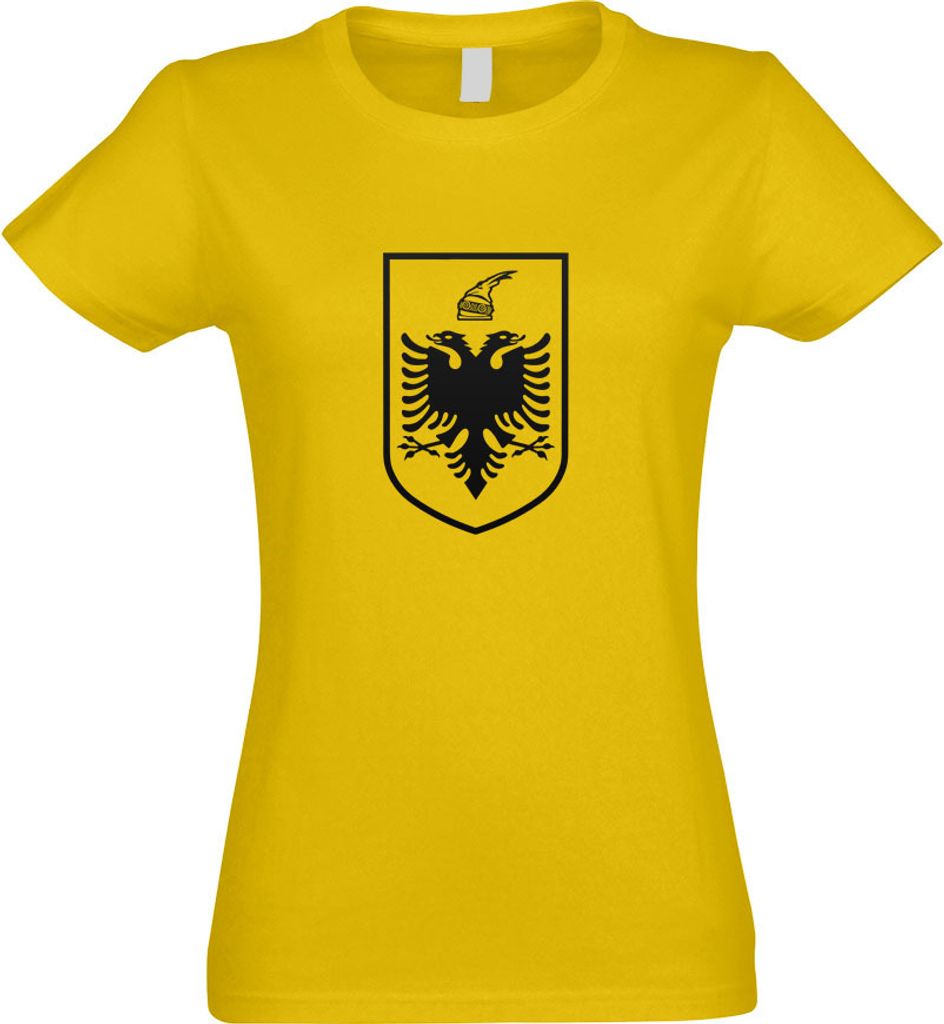 Kiwistar - T-Shirt tailliert - Damen - gelb - Albanien Wappen - mit Motiv Bedruckt - Funshirt Design - Sport - Freizeit - Damen - M