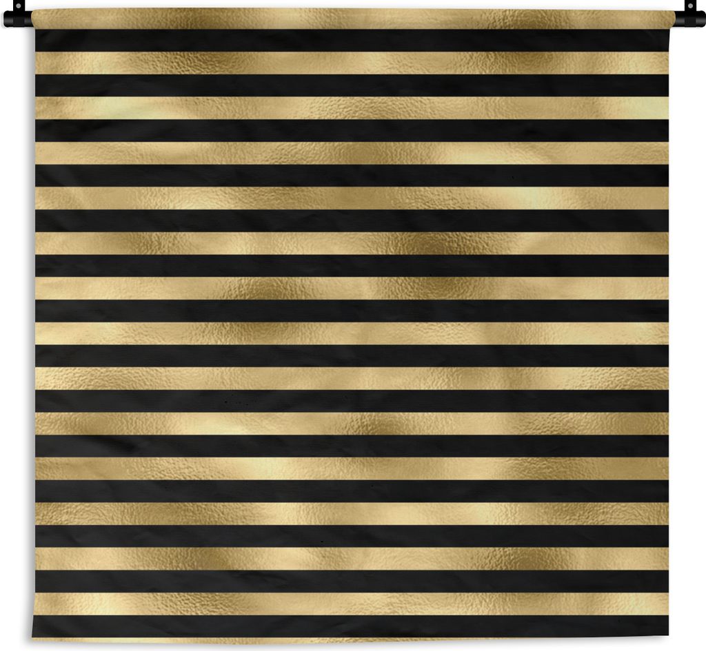 MuchoWow Wandteppich Wandbehang Muster - Schwarz - Gold 150x150 cm Tapisserie Dekoration Wandtuch - Wohnaccessoires - Modernes