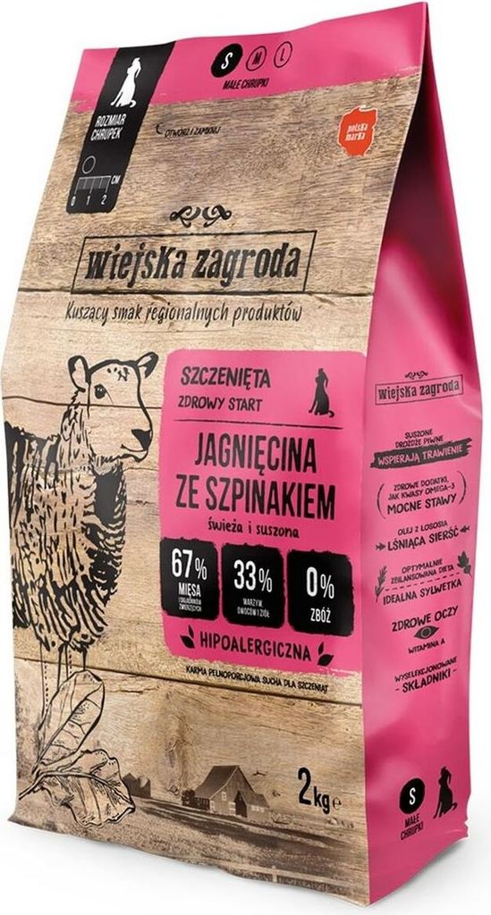 Wiejska Zagroda Trockenfutter für Hunde, Lammspinat, 2 kg