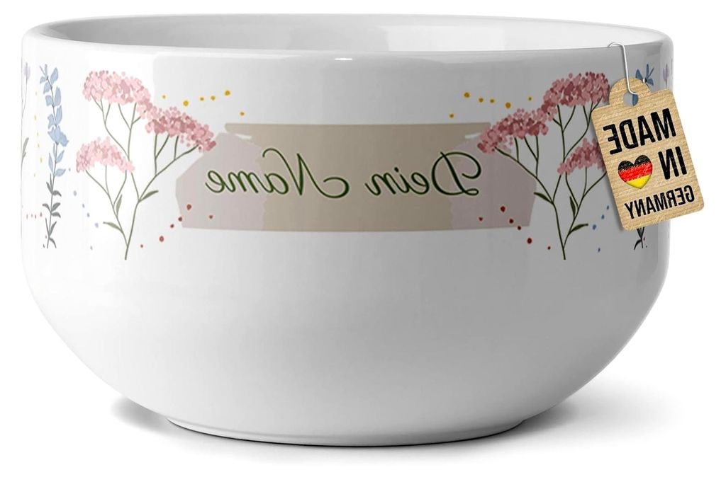 Müslischale mit Namen individuell gestalten - Personalisierte Schüssel mit Blumen - Geschenke für Geburtstag, Weihnachten oder Muttertag | Keram...