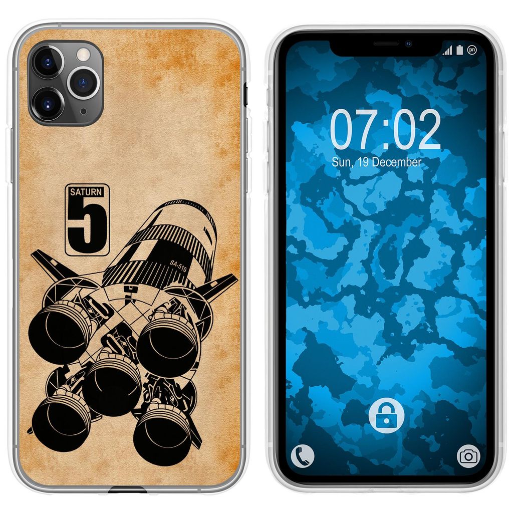 PhoneNatic Case kompatibel mit Apple iPhone 11 Pro Max Silikon-Hülle Space Moon Rocket M3