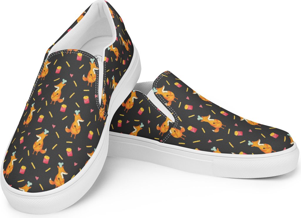 Mr. & Mrs. Panda Loafer Fuchs Pommes Größe 44 1/2 - Grau - Geschenk, Damen, Pomes Frites, Muster, Mokassins, Espadrilles, Slipper, Für