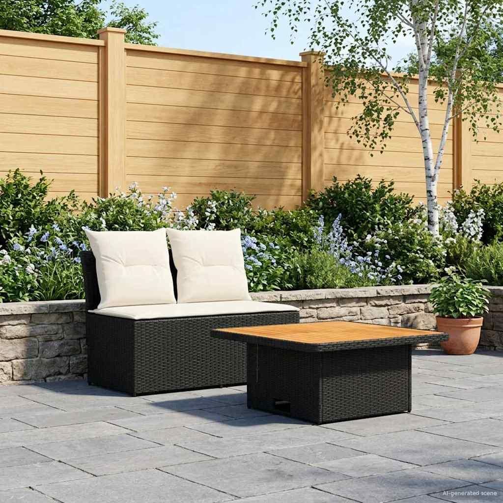"2026 Moderne"2 Stück Garten Mittel Sofa elegante - Gartensofa-set - Mit Hochklapptisch Poly-Rattan - Gartensofas BestMöbel 752152