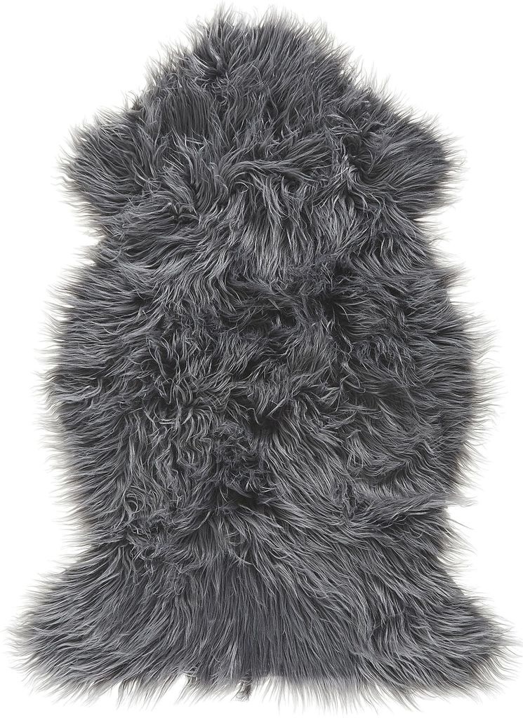 BELIANI Kunstfell Teppich Grau Webpelz Stoff Schaf Fellform Pelzimitat Bettvorleger Läufer Überwurf für Sitzmöbel Sofa Couch Sessel Stühle 63 ...
