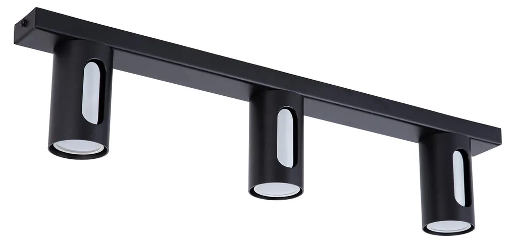 Plafonnier 3 spots noir et argent FLOW rampe de spots design en métal