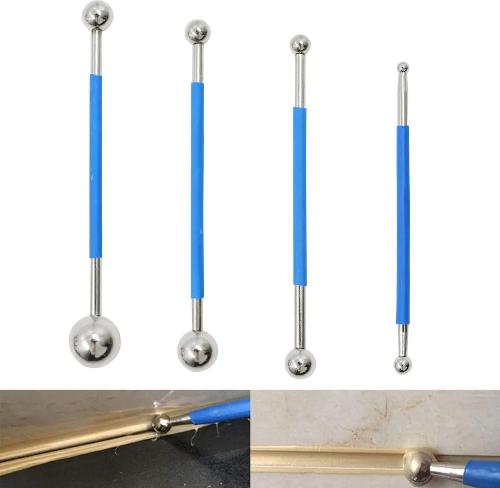 Kit 4 outils grattoirs joints métalliques bleus pour cuisine et bain