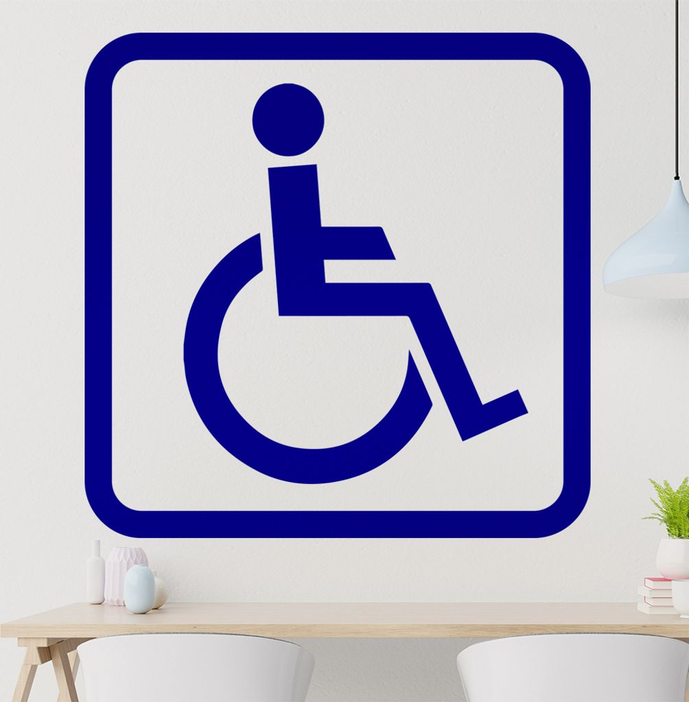 KIWISTAR Rollstuhl Zeichen Eckig - Rolli Krankenhaus Klinik Rollstuhl barrierefrei Wandtattoo in 6 Größen - Wandaufkleber Wall Sticker - Dekorati...
