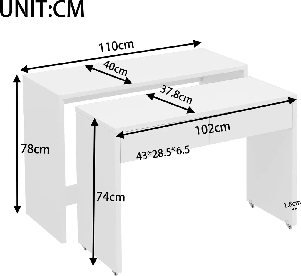 Table d'Ordinateur en L Merax Blanche avec Tiroir Intégré - 3