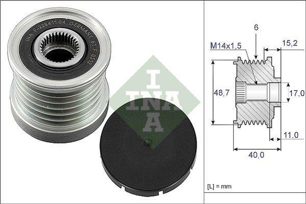 INA 535 0038 10 Freilauf Lichtmaschine OE 7701055020 kompatibel mit Espace, Vel Satis