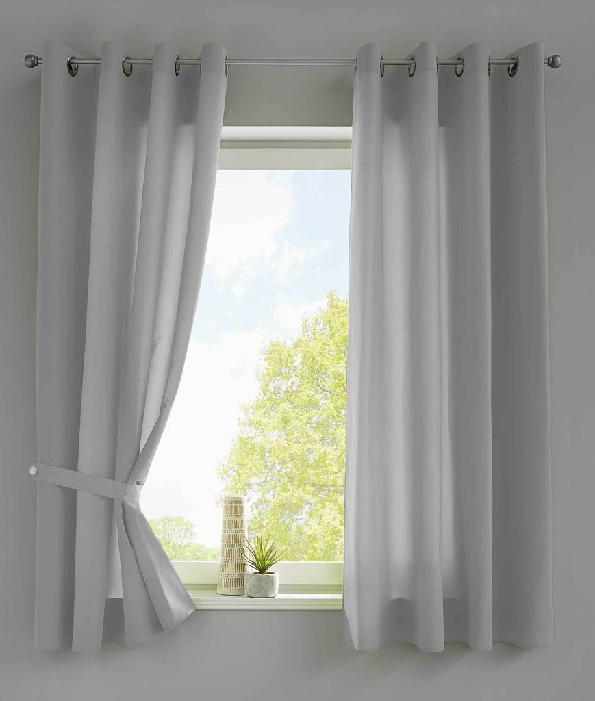 2er Set Vorhänge Schal Ösen »Berlin« HxB 145x140 cm Grau Produktbild 