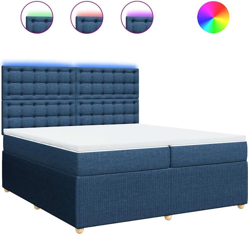 vidaXL Boxspringbett mit Matratze Blau 200x200 cm Stoff