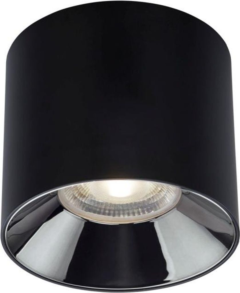 LED Spot Leuchte Decke Aluminium D: 16 cm Aufputz Schwarz rund warmweiß 3000 K 3200 lm Modern