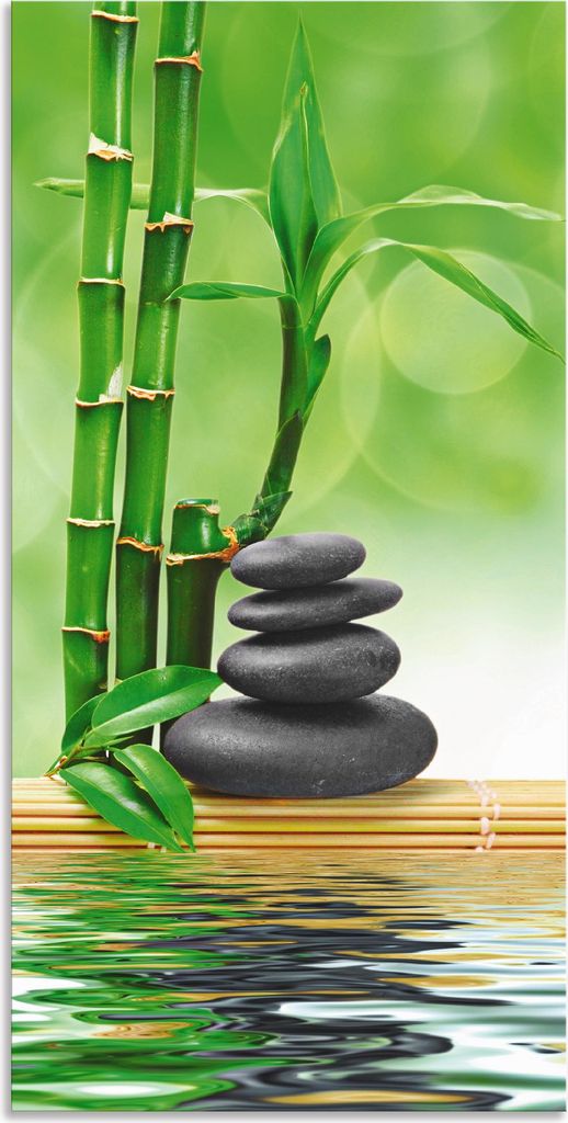 ARTland Wandbild Alu für Innen & Outdoor Spa Konzept Zen Basaltsteine Größe: 50x100 cm