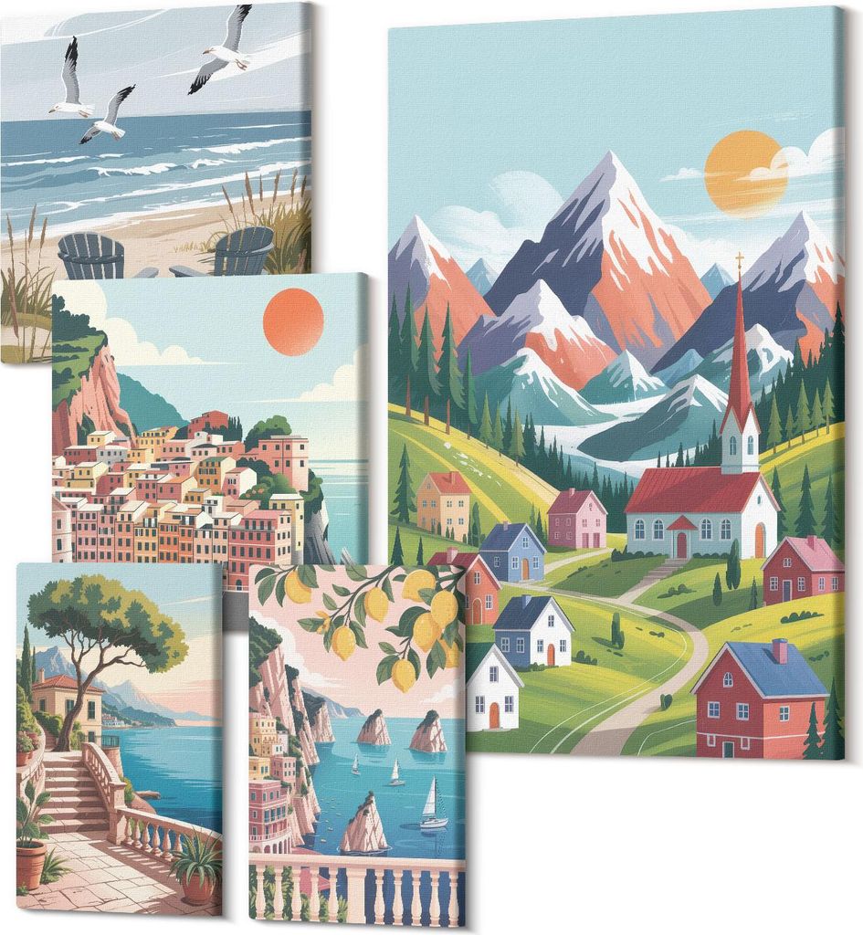 Leinwandbilder Mehrteilig 5-teilig – Modernes Design – Hochwertiger Polycanvas Kunstdruck – Wanddekoration & Wandkunst – Bilder für Zuhaus...