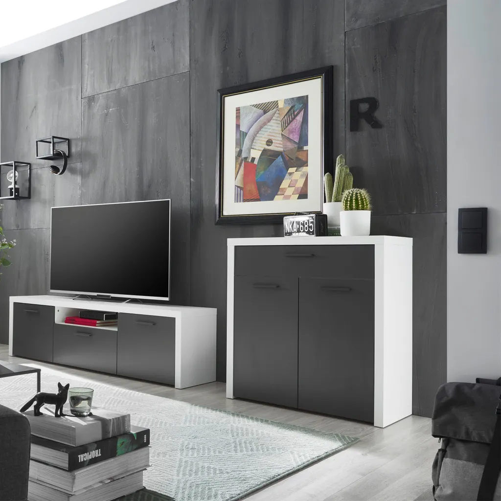 Commode Compacte Modica Blanche 82cm : Finition Haute Qualité