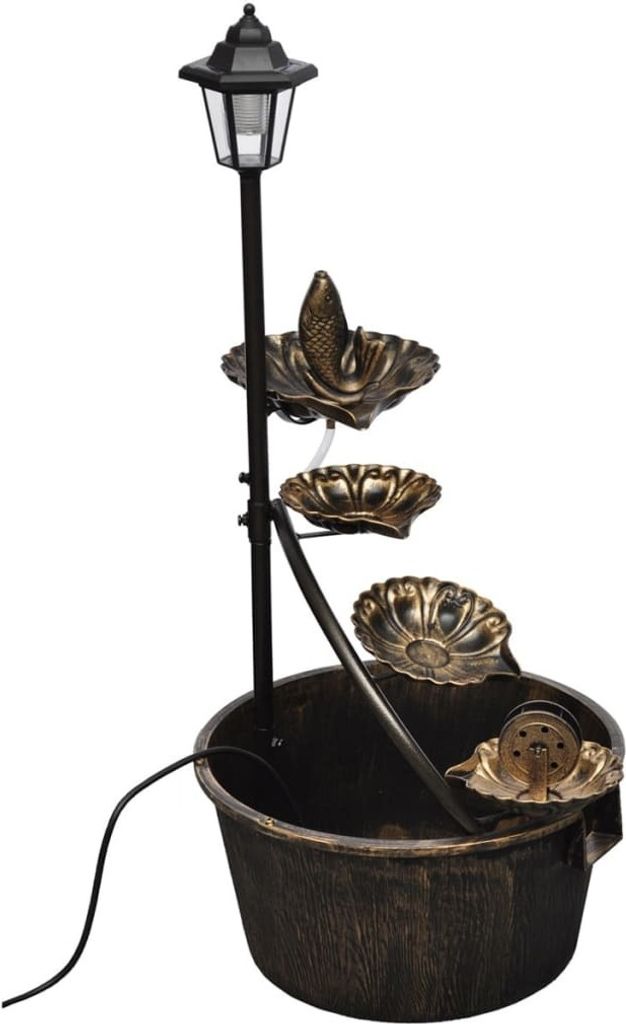 dkd-home-decor Kaskadenbrunnen 52 x 41,5 x 91 cm, Bronzefarben, Kunststoff und Stahl, Vintage-Stil, mit LED-Lampe