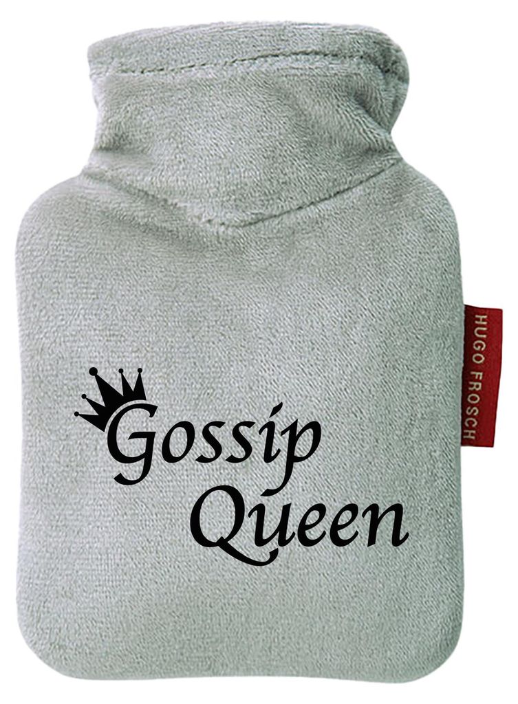Huuraa Mini-Wärmflasche Gossip Queen Krone 0,2 Liter Grey Mini Veloursbezug Taschenwärmer Geschenkidee