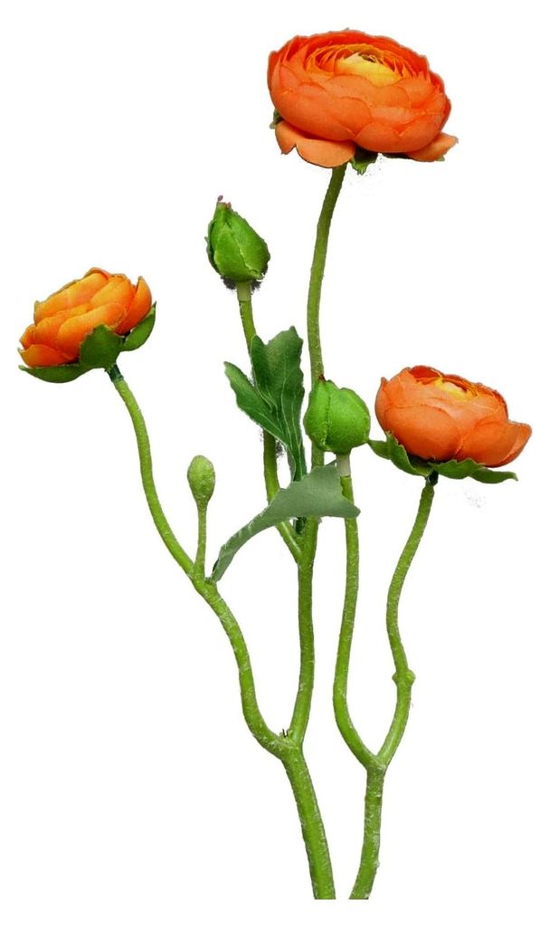 Kunstblumen Zweig Ranunkel, orange, 50 cm
