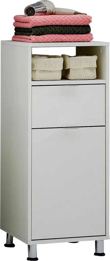 Rangement vertical Lofti blanc 37x90cm - Meuble moderne gain de place sdb