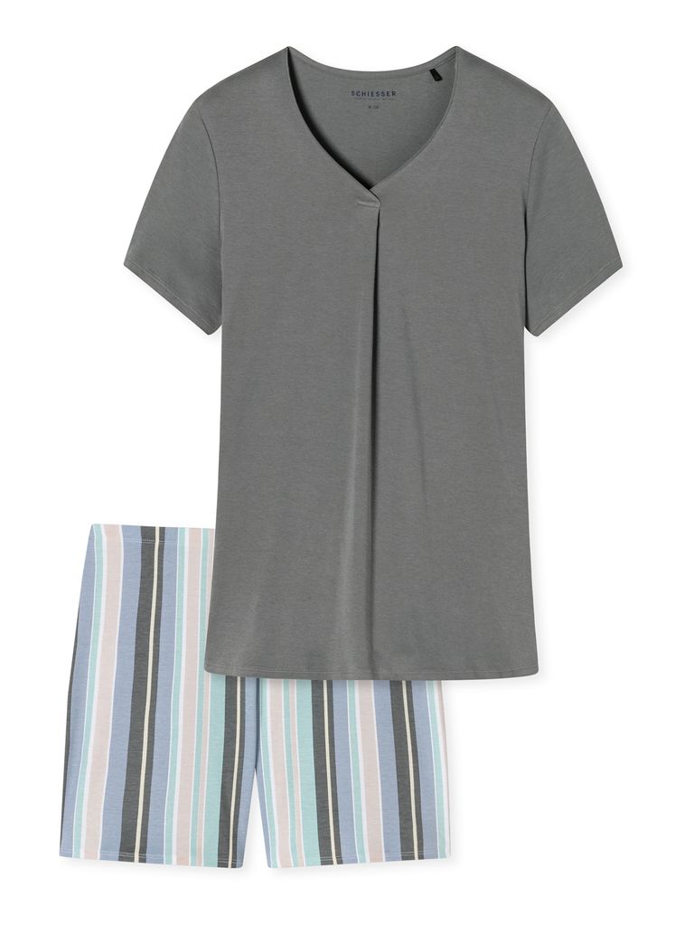 Pyjama Court Homme Schiesser - Ensemble Short Bleu Indigo 100% Coton Confortable