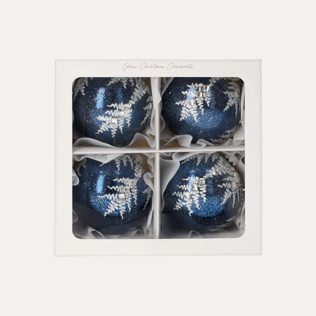 Boules bleues en verre artisanal haute qualité avec reflets de lumière