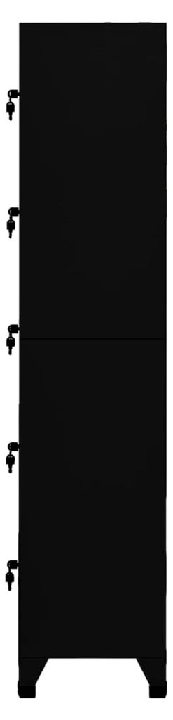 Stahlschließfachschrank - 5 abschließbare Türen, Schwarz, 38x40x180 cm, 75 kg Tragfähigkeit