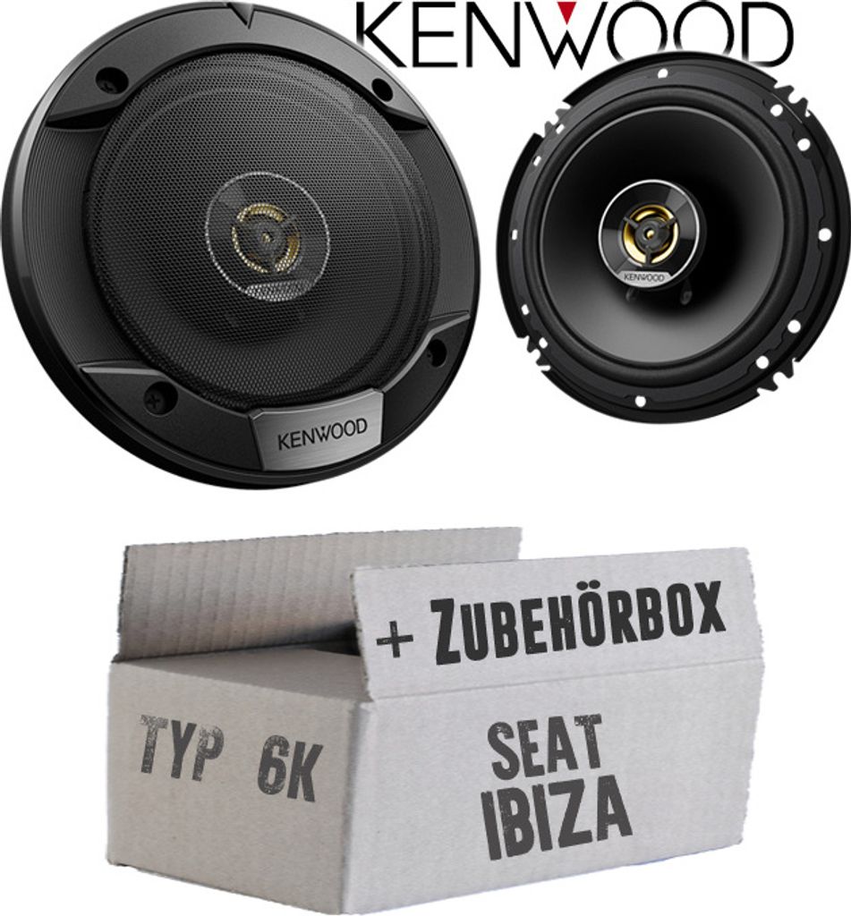 Lautsprecher Boxen Kenwood KFC-S1676EX - 16,5cm 2-Wege Koax Auto Einbauzubehör - Einbauset passend für Seat Ibiza 6K Front - justSOUND