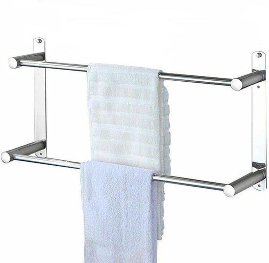 Porte-serviettes double sans perçage, 40 cm, acier Image du produit 