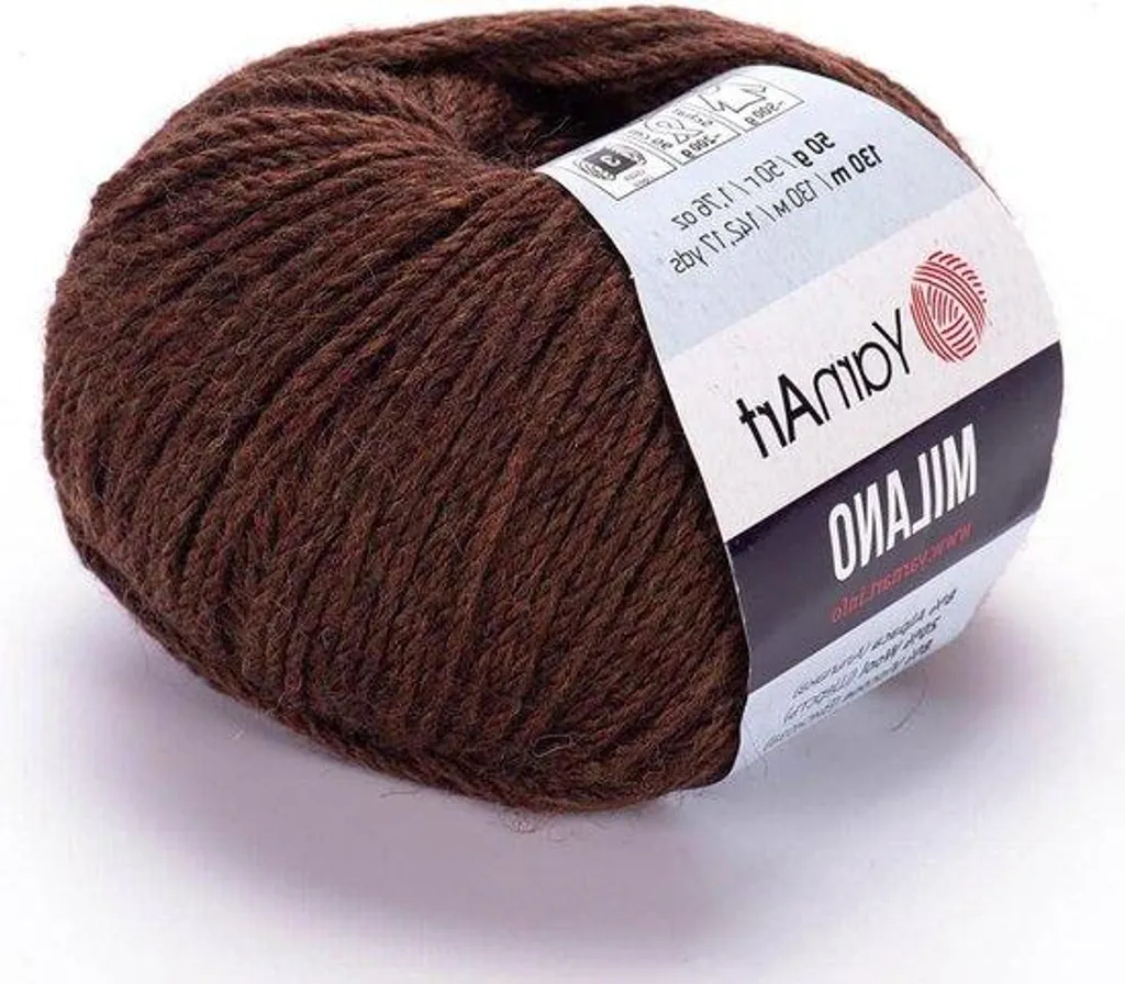 Fil acrylique et laine d'alpaga marron foncé 500g pour tricot doux