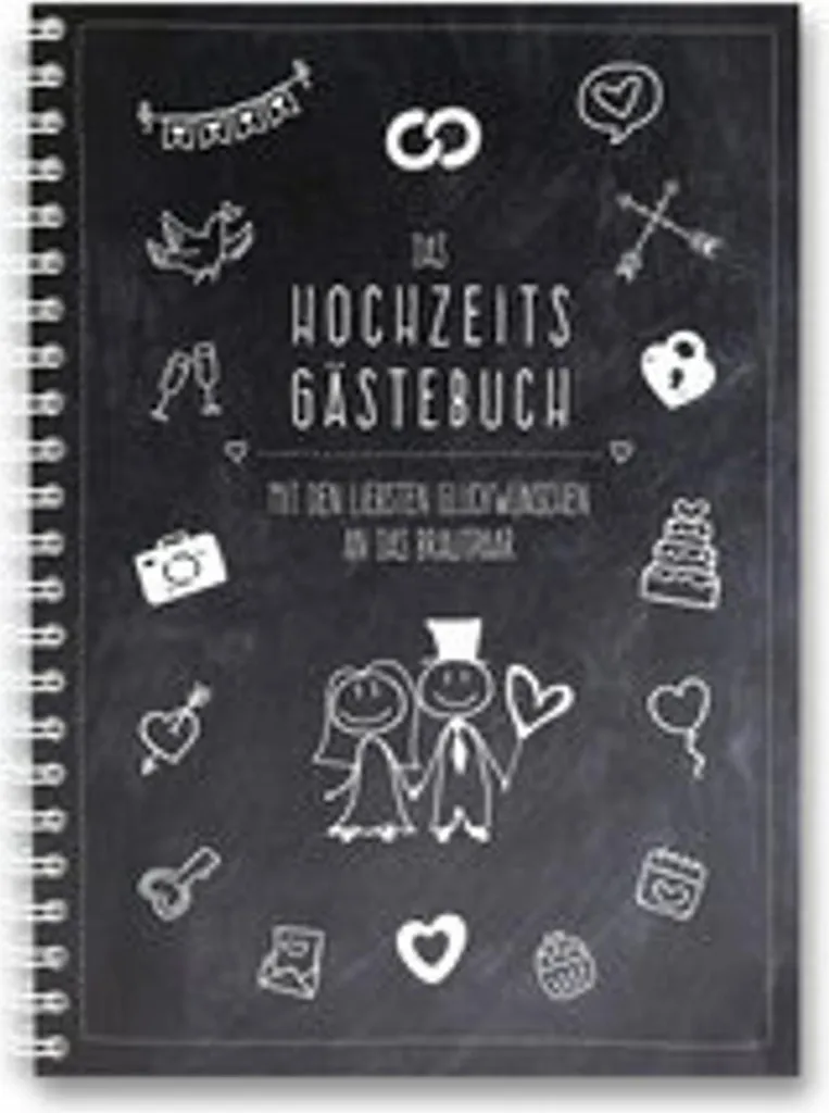Livre d'or de Mariage XXL Noir Doodle pour collecter tous vos vœux
