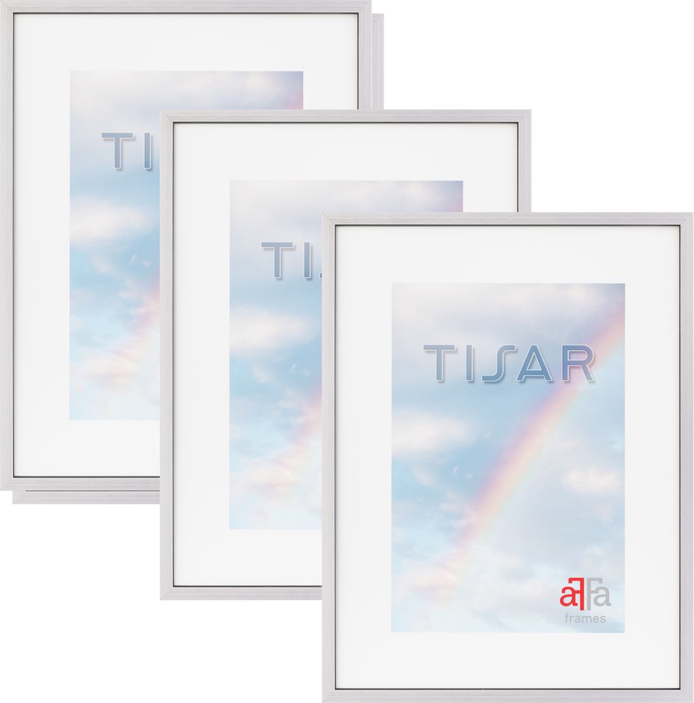 aFFa frames, Tisar, Bilderrahmen aus Holz, rechteckig, mit Acrylglasfront, Silber, 15x21 cm, 3er Set