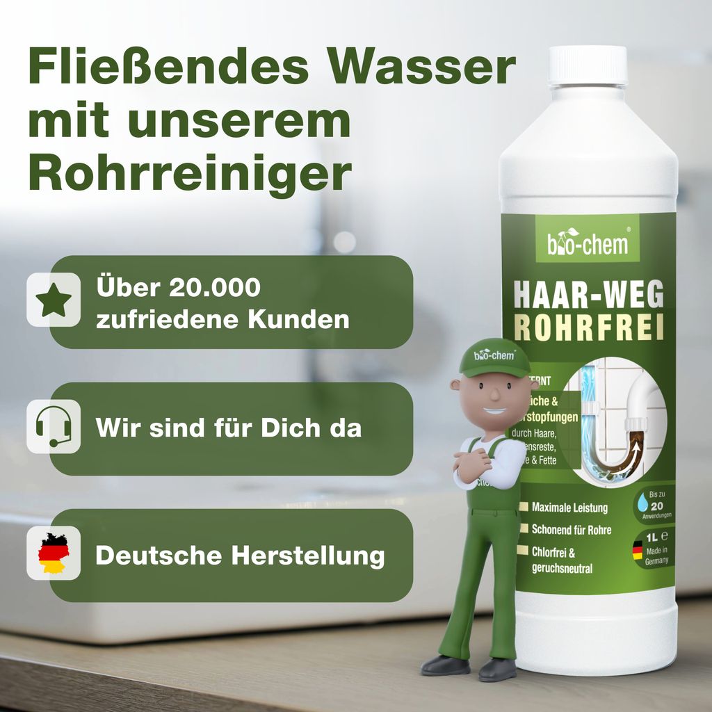 bio-chem Haar-Weg Abflussfrei – Abflussreiniger EXTRA STARK Produktbild 7