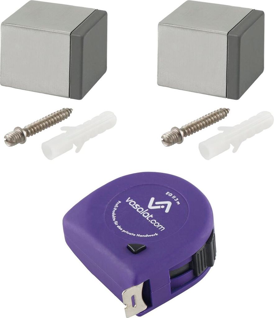 vasalat Türstopper Wand mit Dämpfer - Tür Stopper Wand mit Gummipuffer 25x25mm, Höhe 30mm, Türpuffer zum Schutz von Wand & Tür, Edelstahl mat...