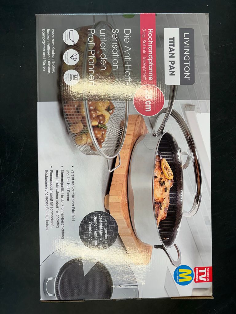 Livington Titan Pan 28cm - Edelstahl Hochrand-Pfanne - Produktbild 7