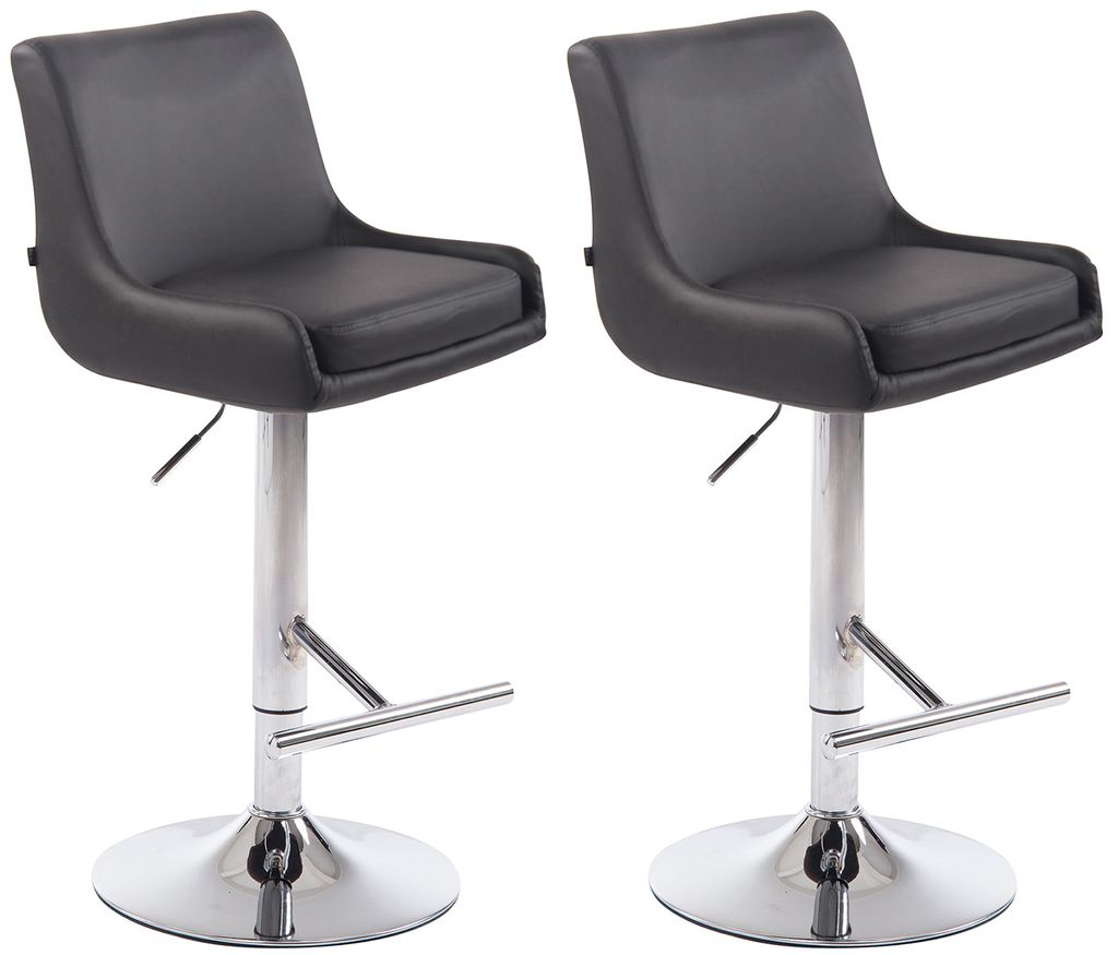 TPFLiving 2er Set Barhocker Cludo Gestell Metall in Chromoptik Kunstleder Grau
