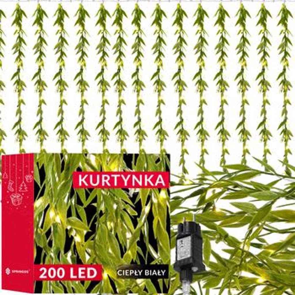 Ruskus Rideau LED 200 Points Blanc Brillant - Éclairage Basse Consommation