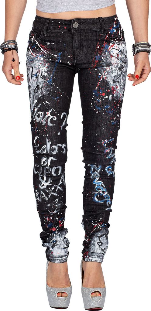 Cipo & Baxx Damen Slim Fit Hose WD389 Black W28/L34