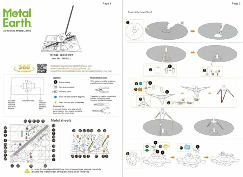 Puzzle 3D Métal Voyager Spacecraft Maquette Spatiale de Collection 3D