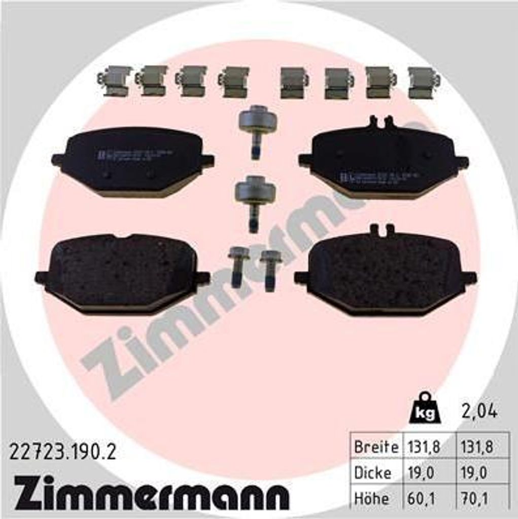ZIMMERMANN 22723.190.2 Bremsbelagsatz, Scheibenbremse OE 0004205102 kompatibel mit GLE, G-Klasse