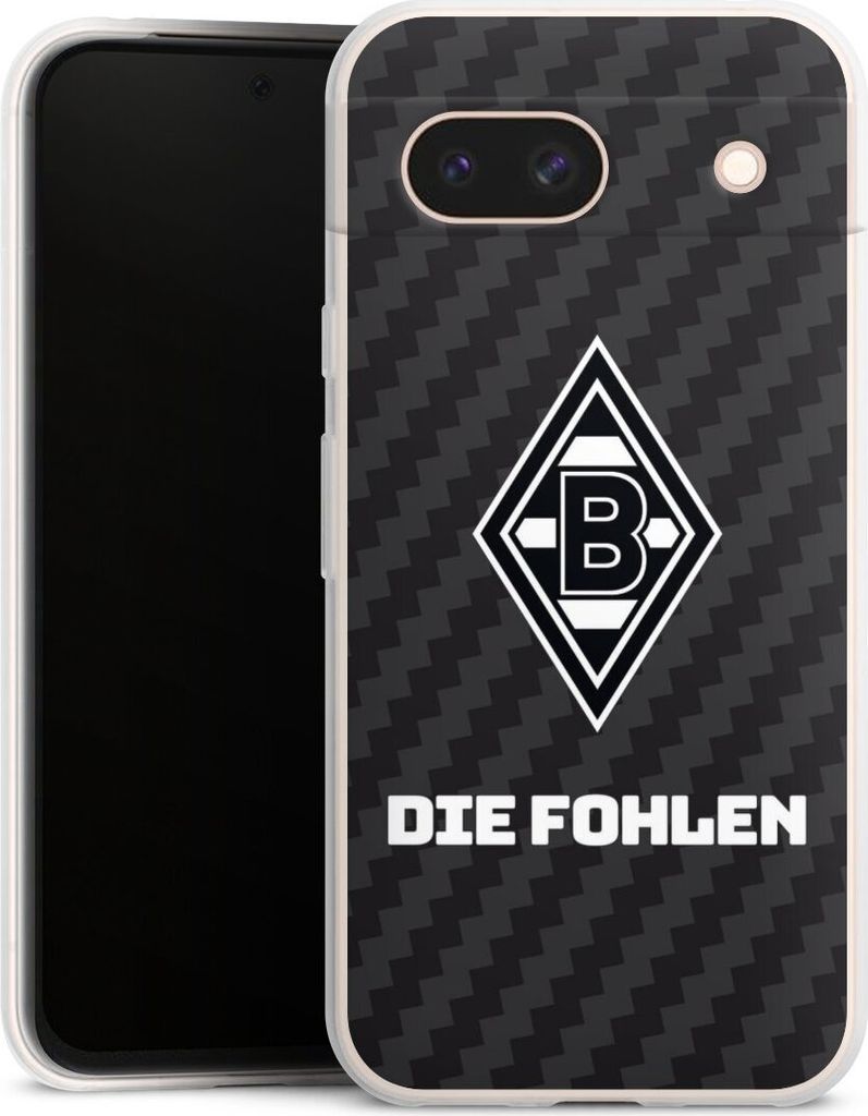 DeinDesign Slim Hülle für Google Pixel 8a Silikon Case Ultra Dünn Handyhülle Borussia Mönchengladbach Carbon Gladbach