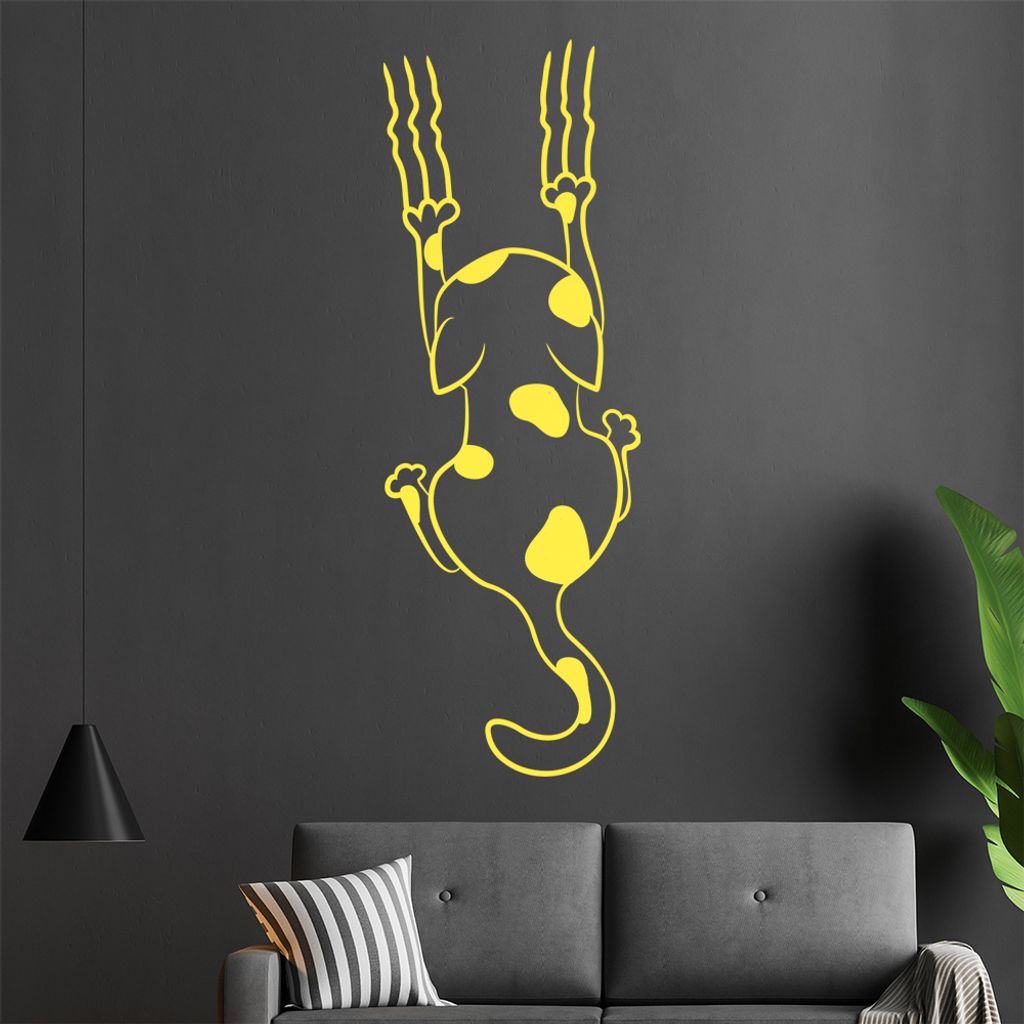 Katze rutschen Krallen Wandtattoo in 6 Größen - Wandaufkleber Wall Sticker - Dekoration, Küche, Wohnzimmer, Schlafzimmer, Badezimmer