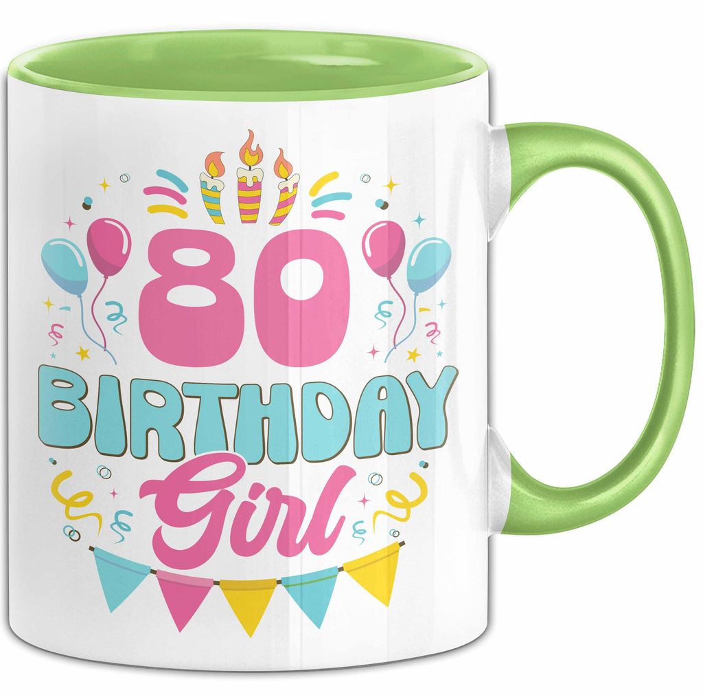80. Geburtstag Tasse Frauen Mädchen Geschenkidee Lustig 80 Birthday Girl Lustiger Spruch Mutter Mama Oma (Grün)