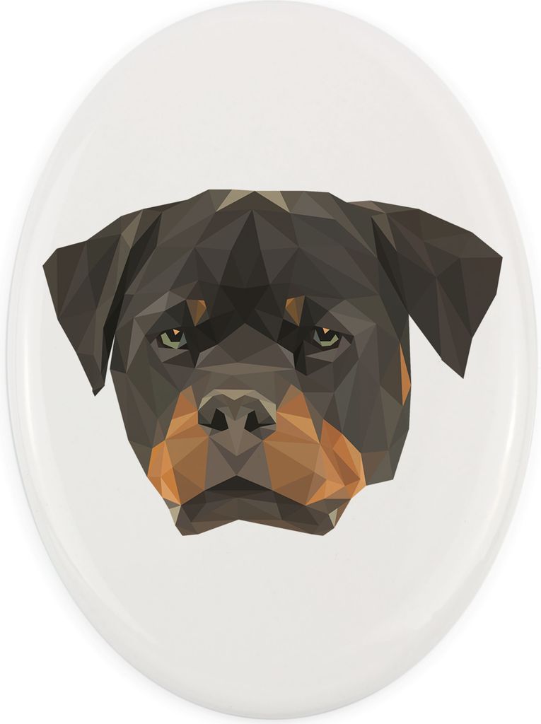 Rottweiler - Fliese mit geometrischem Bild und Schriftzug der Marke Art-Dog