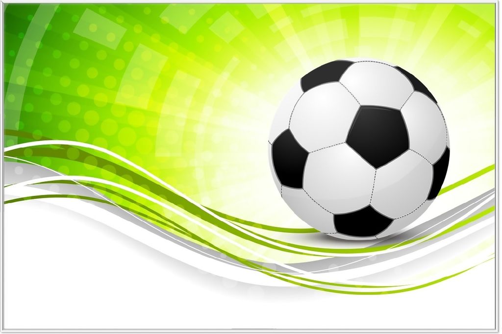 Wallario Wandbild Fußball - grün weiße Wellen Muster, Größe: 61 x 91,50 cm, Poster mit weißem Aluminiumrahmen