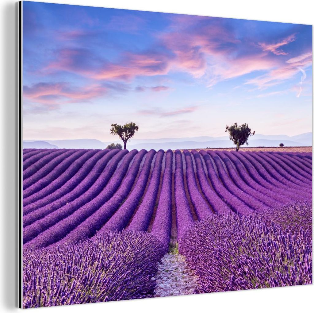 MuchoWow Wanddekoration Metall Metallbild Wandkunst 40x30 cm Lavendel - Natur - Lila - Bäume - Blumen MuchoWow Aluminium Gemälde - Dekoration Woh...