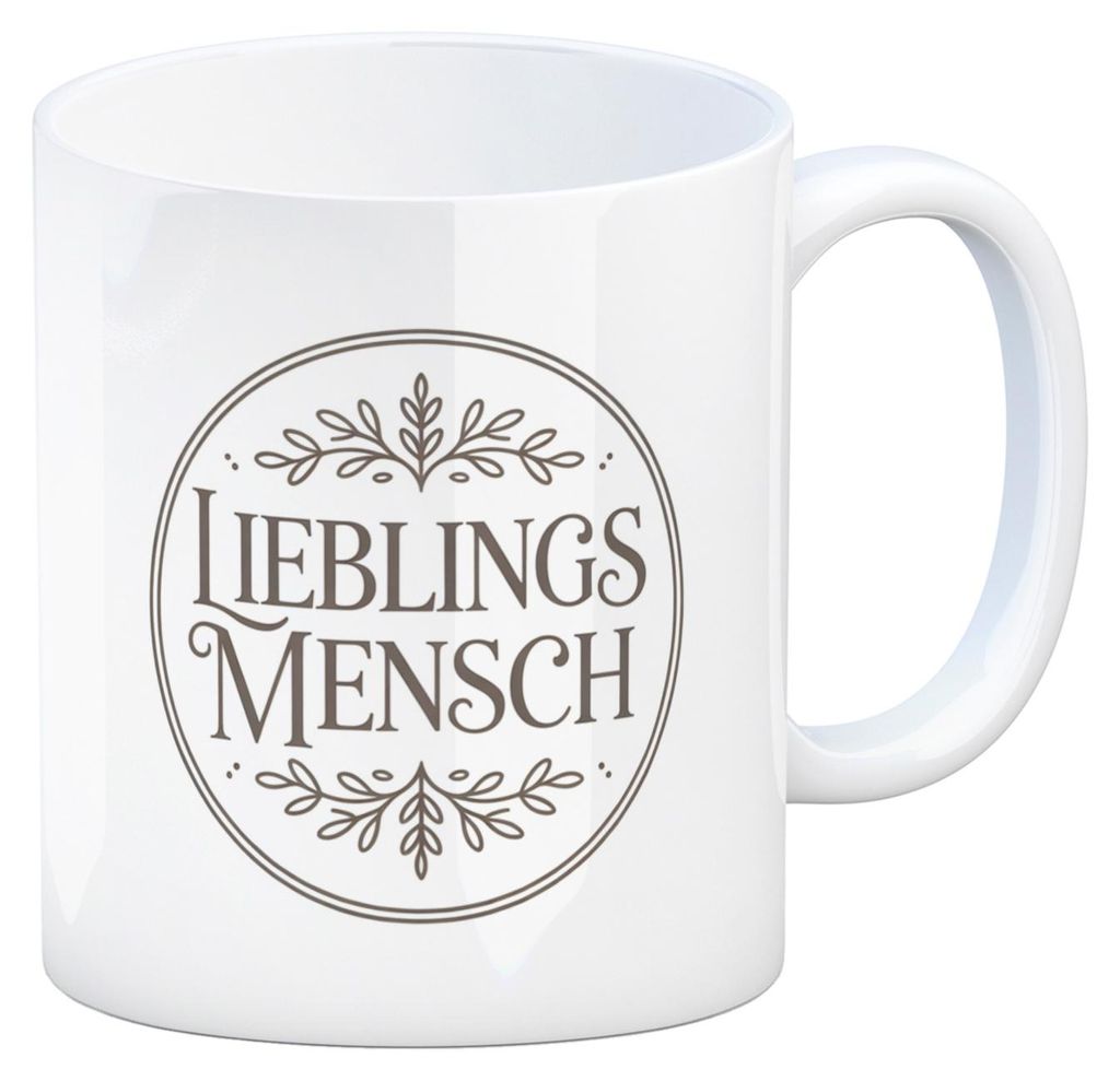 Lieblingsmensch Emblem Kaffeebecher mit Floralem Muster