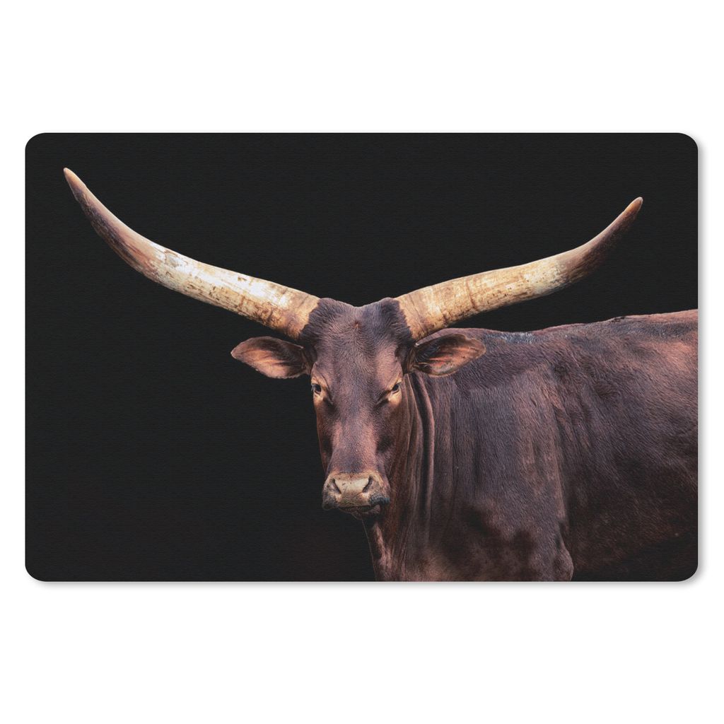 MuchoWow Mauspad Mousepad Kuh - Watussi - Schwarz 27x18 cm - Mousepads - Maus Mat - Pad - Mausunterlage - Büroartikel - Desk Matten