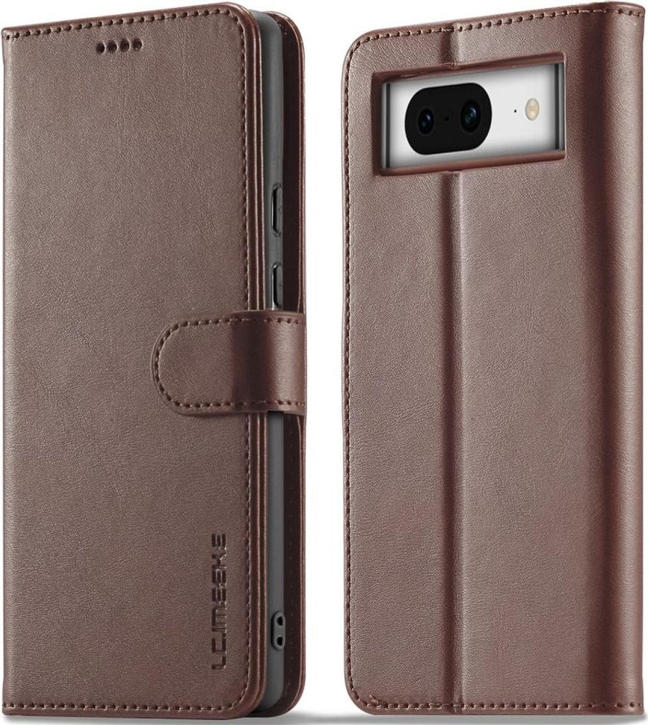 Google Pixel 8a Hülle - LC.IMEEKE Luxus Klapphülle - Dunkelbraun