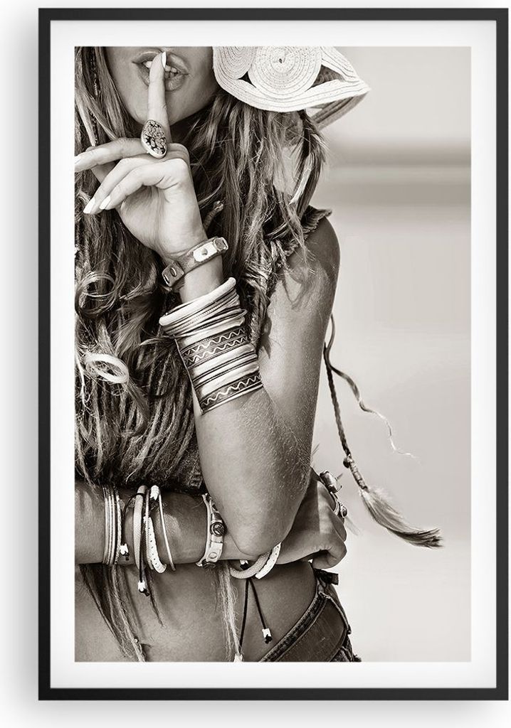 Gerahmtes Poster - Schwarzer Rahmen - Frau Armband Jahrgang - 61x91,5 cm - Wand Bild - Wanddeko - Wandbilder - Kunstposter - Wandposter - Bilderrah...